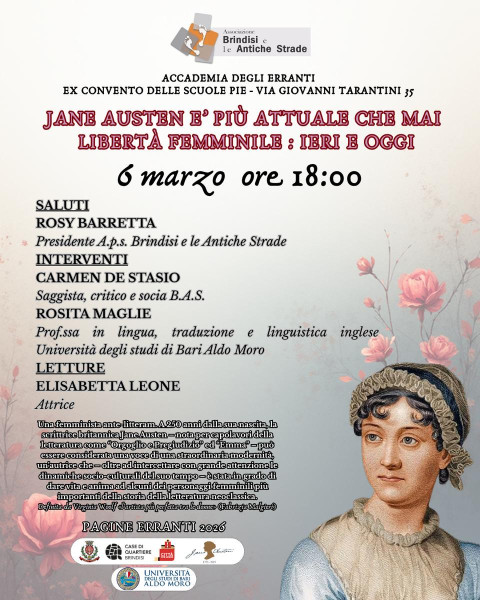 PAGINE ERRANTI: Jane austen è più attuale che mai - libertà femminile ieri e oggi