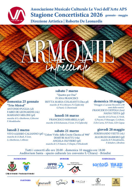 Stagione concertistica Armonie intrecciate (da gennaio a maggio)