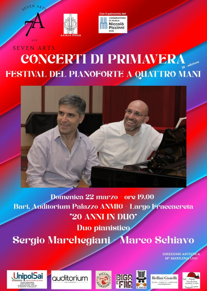 Concerti di Primavera: Il duo pianistico Marchegiani-Schiavo celebra vent’anni di carriera