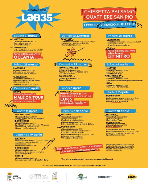 Eventi culturali, laboratori e concerti a San Pio