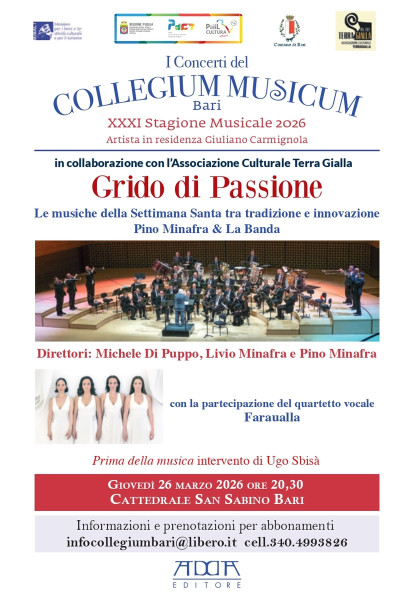 All Cattedrale di San Sabino Pino Minafra & La Banda con "Grido di Passione" per il Collegium Musicum
