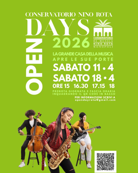 Open Days 2026 Conservatorio Nino Rota Monopoli