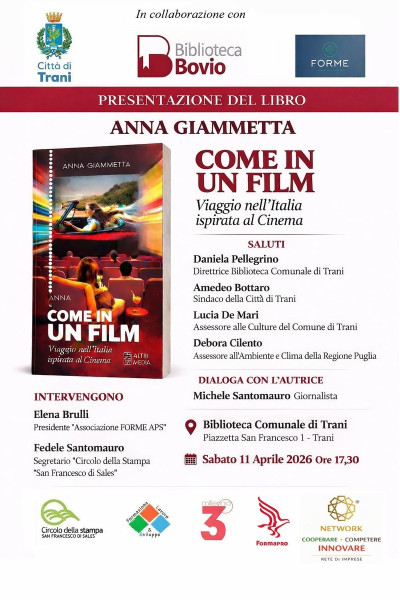 Presentazione del libro COME IN UN FILM. VIAGGIO NELL’ITALIA ISPIRATA AL CINEMA di Anna Giammetta