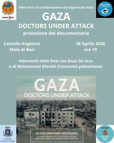 Proiezione docufilm ' GAZA Doctors Under Attack' ,  diretto dal regista Karim Shah.