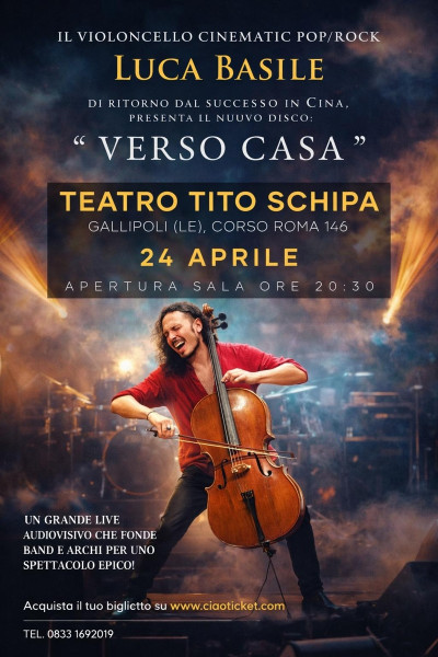 Il violoncello cinematic pop/rock, LUCA BASILE in concerto