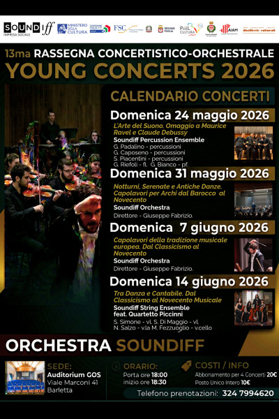 Young Concerts 2026: a Barletta la 13ª Rassegna Soundiff tra giovani talenti e grande repertorio