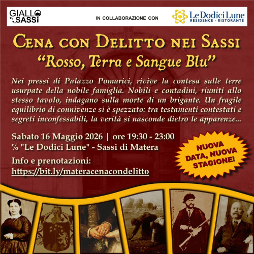 Cena con delitto "Rosso, Terra e Sangue Blu"