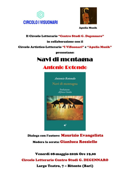"Navi di Montagna", Antonio Rotondo ospite de Il Maggio dei Libri 2026"
