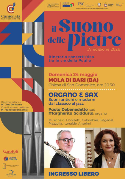 Il duo Debenedetto-Sciddurlo per Il Suono delle Pietre, rassegna itinerante della Camerata Musicale Barese