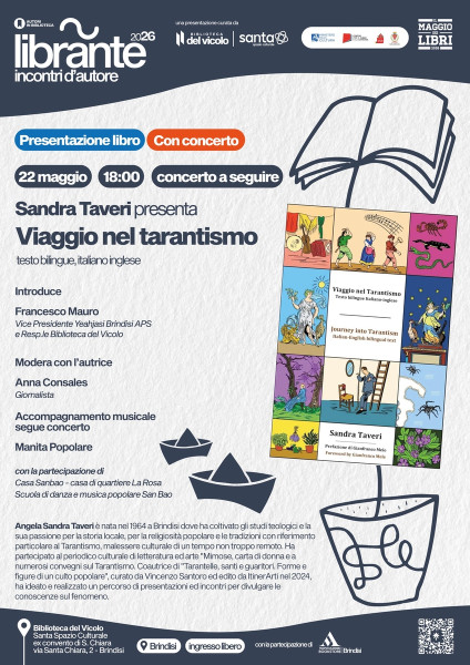 Presentazione del volume in italiano/inglese "VIAGGIO NEL TARANTISMO" e pizzica con i ""Manita"