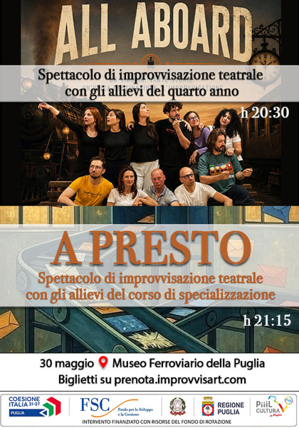 All Aboard e A presto - due spettacoli di improvvisazione teatrale a cura di Improvvisart