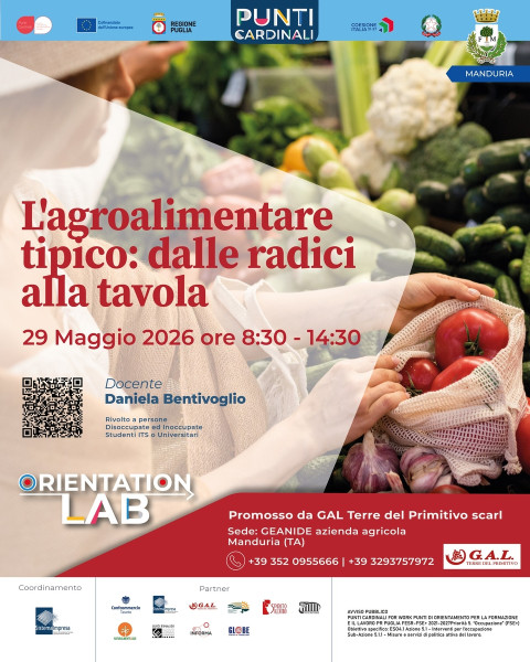 "L'agroalimentare tipico: dalle radici alla tavola", venerdì 29 maggio a Manduria nell’ambito di Punti Cardinali