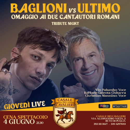 Baglioni vs Ultimo tribute night - cena spettacolo a Ruvo