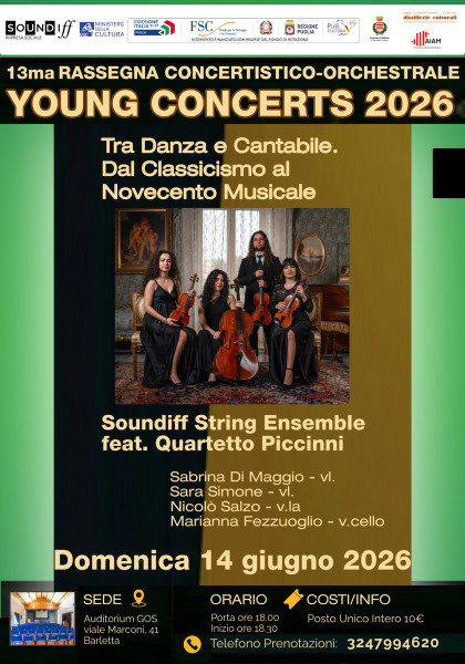 13ma RASSEGNA CONCERTISTICO-ORCHESTRALE YOUNG CONCERTS 2026 | Tra Danza e Cantabile. Dal Classicismo al Novecento Musicale