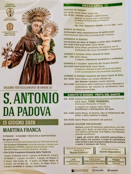 Festa di Sant'Antonio da Padova con processione e concerto della "Banda Eufonica"