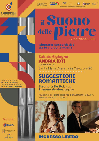 La violista Eleonora De Poi e l'organista Simone Vebber in Cattedrale ad Andria per "Il Suono delle Pietre"