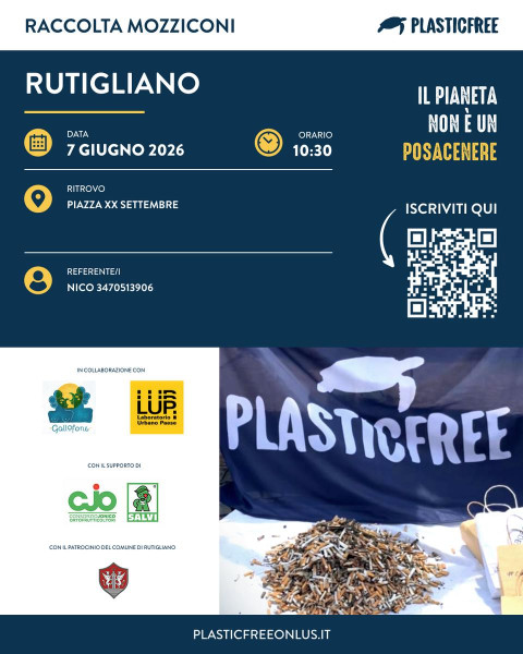 Raccolta mozziconi Plastic Free - Evento Nazionale "Il pianeta non è un posacenere"