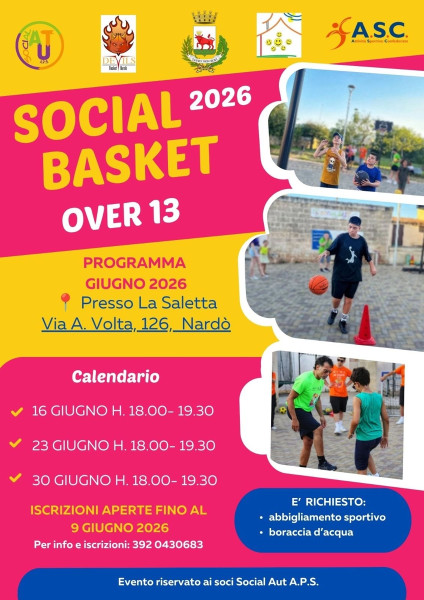 Al via Social Basket 2026 Over 13 sport, inclusione e divertimento a Nardò.