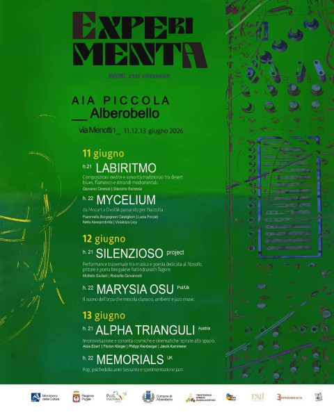Experimenta - Labiritmo, Mycelium, Silenzioso Project, Marysia Osu, Alpha Trianguli, Memorials