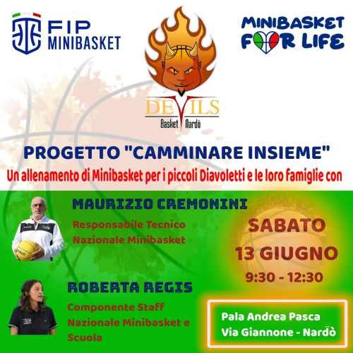 DEVILS BASKET NARDÒ, TORNA IL PROGETTO NAZIONALE CAMMINARE INSIEME