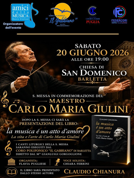 Barletta ricorda il Maestro Carlo Maria Giulini: un Santa Messa e la presentazione di un libro per celebrare il grande direttore d'Orchestra