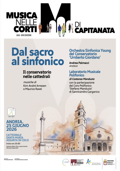 L’Orchestra Young del Conservatorio Umberto Giordano di Foggia in concerto nella Cattedrale di Andria