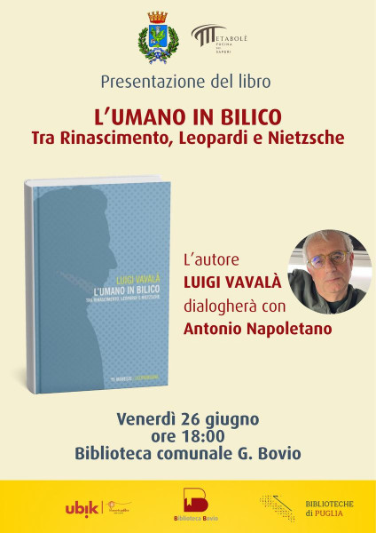 Presentazione del libro L’UMANO IN BILICO. TRA RINASCIMENTO, LEOPARDI E NIETZSCHE di Luigi Vavalà