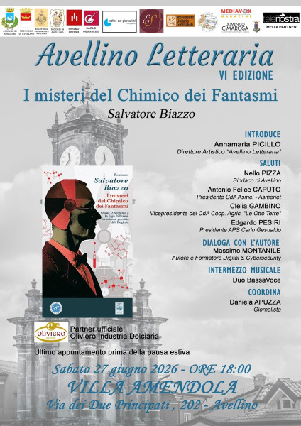 I misteri del Chimico dei Fantasmi dello scrittore Biazzo, ad Avellino letteraria