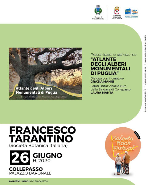 Francesco Tarantino presenta il volume “Atlante degli Alberi Monumentali di Puglia”