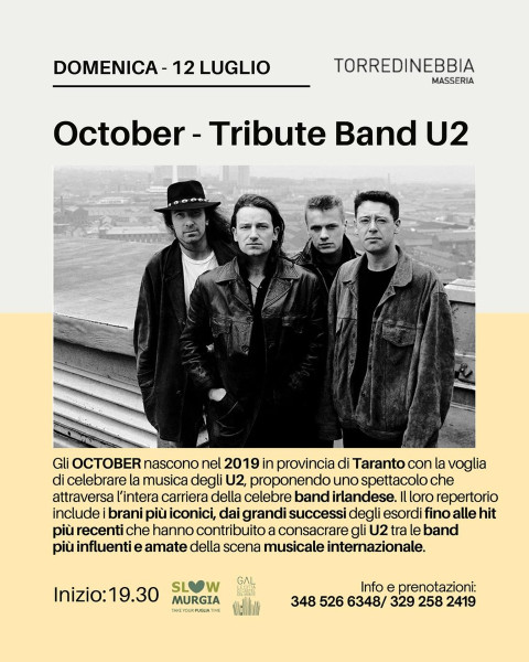 OCTOBER tributo agli U2 live alla Masseria Torre di Nebbia