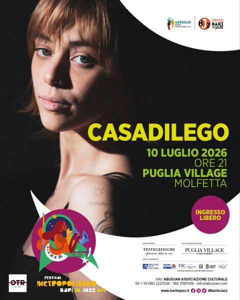 Casadilego per Bari in jazz 2026