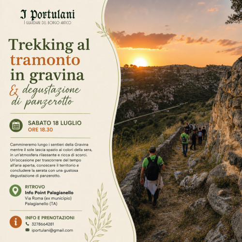 Trekking al tramonto in gravina & degustazione di panzerotto