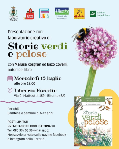 Presentazione del libro "𝘚𝘵𝘰𝘳𝘪𝘦 𝘷𝘦𝘳𝘥𝘪 𝘦 𝘱𝘦𝘭𝘰𝘀𝘦" - con laboratorio creativo