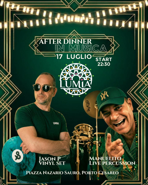 After Dinner al Lumia: Jason p e Manuelito per Una Notte Tra Groove, Vinili e live Percussion