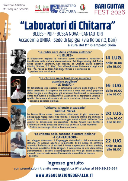 Laboratori Chitarristici del "Bari Guitar Fest 2026"