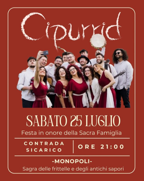 Festa della Sacra Famiglia, pizzica con "I Cipurrid" e sagra delle frittelle e antichi sapori
