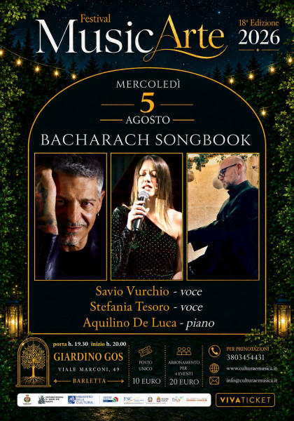 FESTIVAL MUSICARTE 2026 -  BACHARACH SONGBOOK  S. Vurchio  S. Tesoro voci A. De Luca pf.