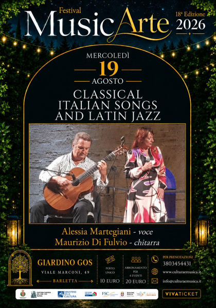 FESTIVAL MUSICARTE 2026 - CLASSICAL ITALIAN SONGS AND LATIN-JAZZ A. Martegiani M. Di Fulvio (voce e chitarra)
