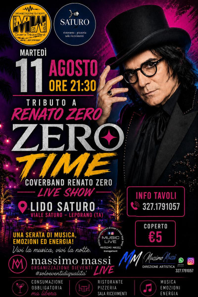 Renato Zero coverband sulla Terrazza di Lido saturo  Leporano