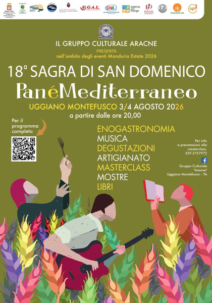 LA SAGRA DI SAN DOMENICO: un itinerario di cultura, enogastronomia, musica, tradizioni, mostre, libri e artigianato artistico, lunedì 3 e martedì 4 agosto a Uggiano Montefusco.
