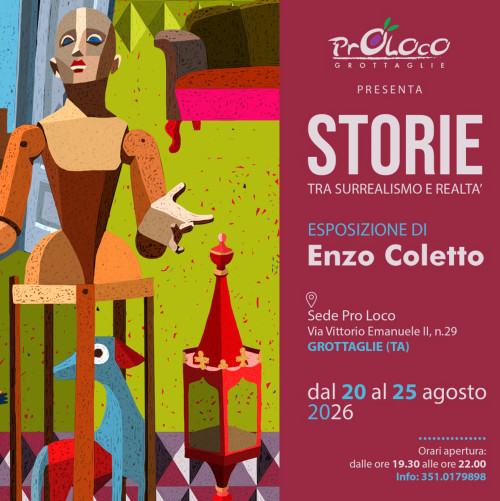 STORIE - tra surrealismo e realtà: mostra personale di Enzo Coletto dal 20 al 25 agosto a Grottaglie