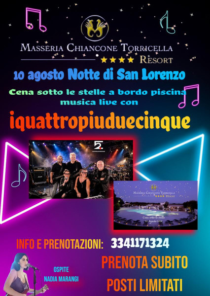 Notte di San Lorenzo , cena a bordo piscina