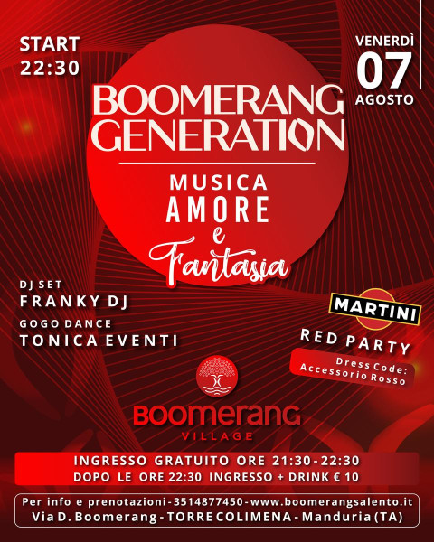 BOOMERANG GENERATION - Musica Amore e Fantasia - Red Party