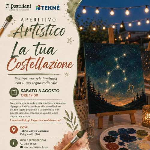 Aperitivo artistico "Crea la tua costellazione" | Tela luminosa con il tuo segno zodiacale