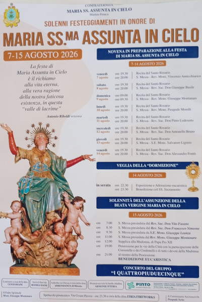 Festa dell'Assunta: Veglia della Dormizione della Madonna, processione e concerto dei "I quattropiuduecinque"
