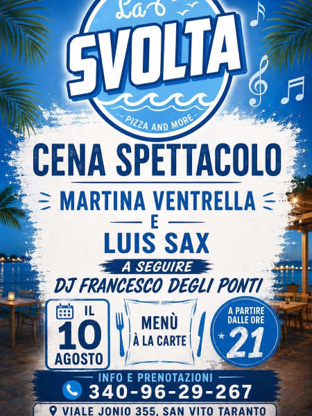 Cena spettacolo con  dj Francesco Delli ponti e Martina ventrella