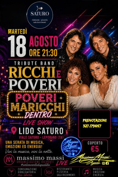 Tributo Ricchi e Poveri Sulla Terrazza di Lido Saturo