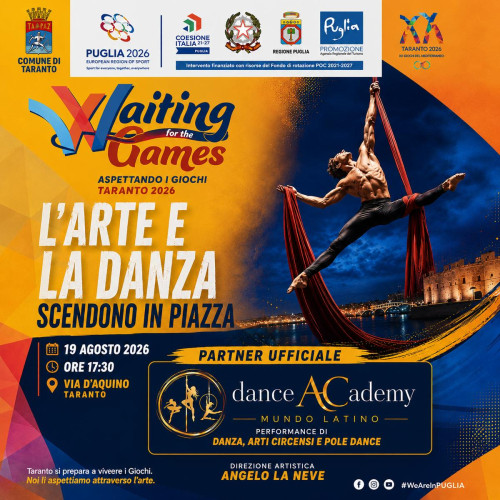 Angelo La Neve porta il circo nel cuore di Taranto: MUNDO LATINO accende WAITING FOR THE GAMES (ASPETTANDO I GIOCHI DEL MEDITERRANEO)