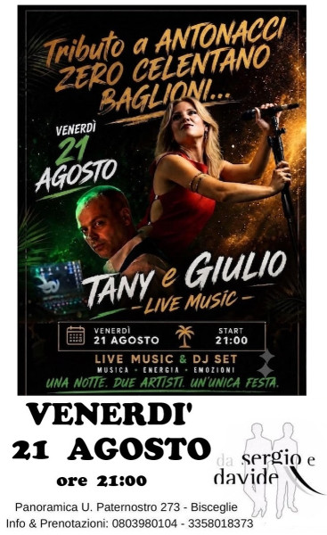 Tributo alla Musica Italiana con il duo TANY & GIULIO