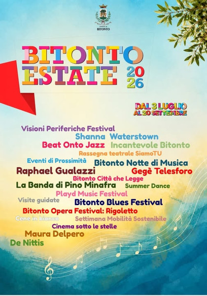 Bitonto Estate 2026: Programma dal 21 al 30 Agosto 2026